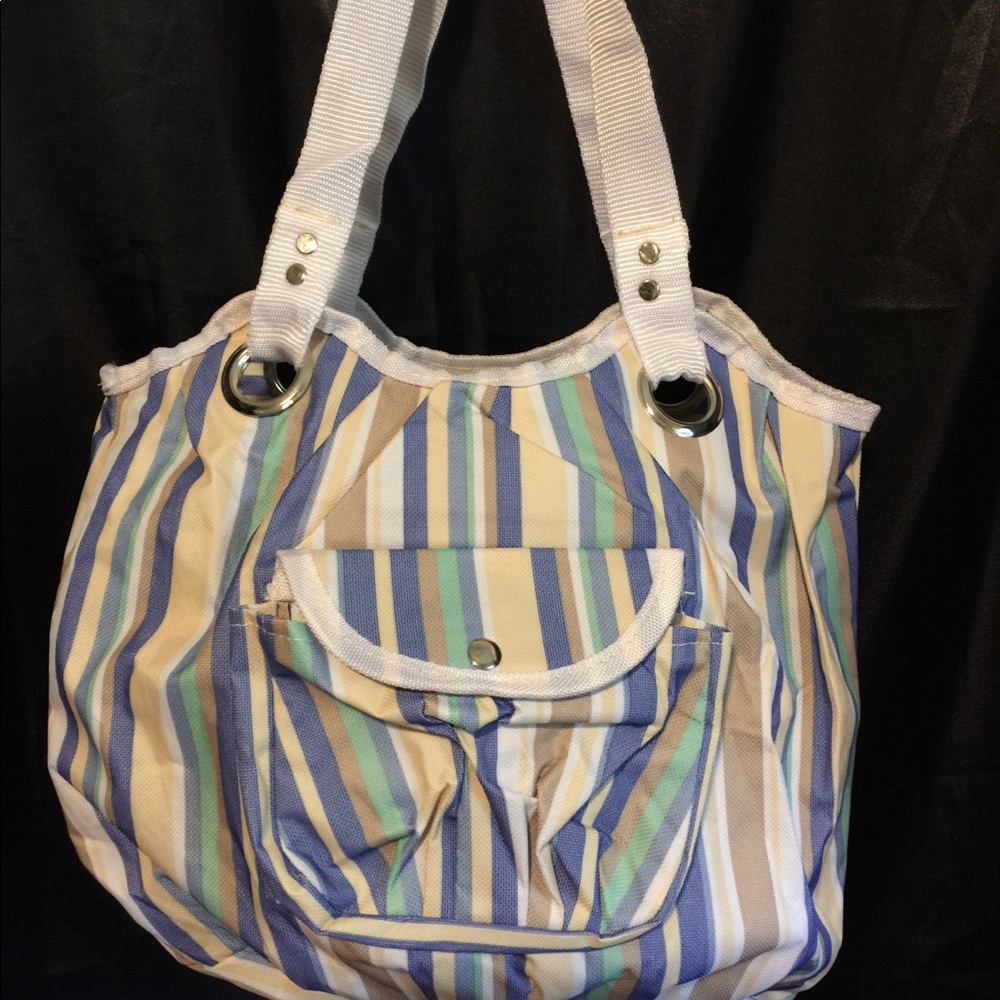 🦋New Seaside Stripes Shopper/Tote Bag 19”x10”x8”